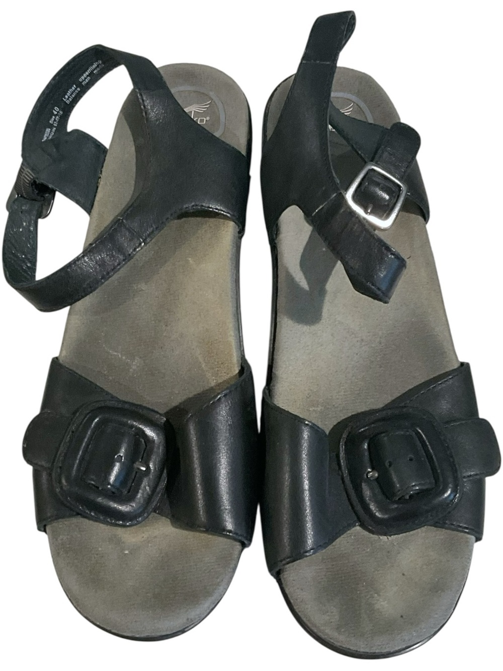 Dansko Sue Sandals Women's 40 / 9.5 Black Leather Comfort Platform Buckle - Picture 2 of 11